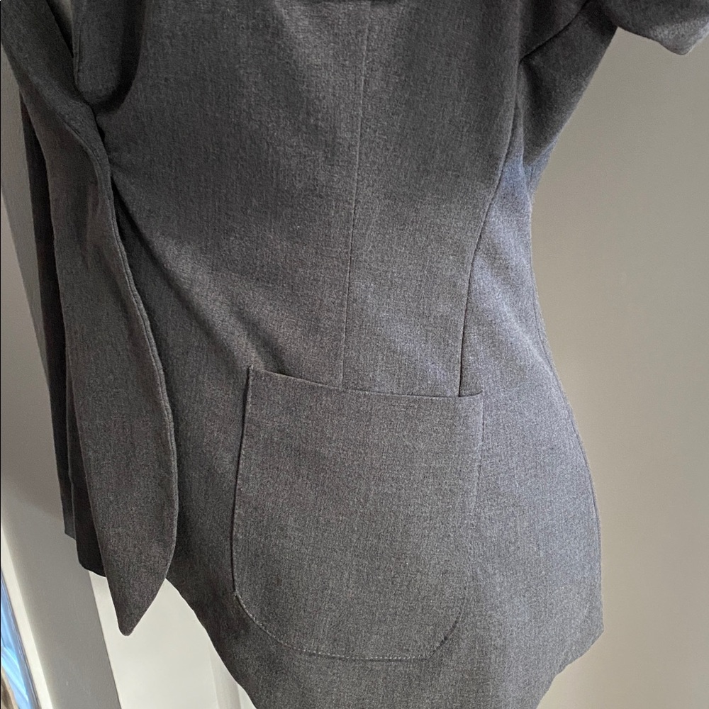 ❌SOLD❌Not Forever Gray Single Button Fitted Blazer Jacket Split Tail - Picture 13 of 17